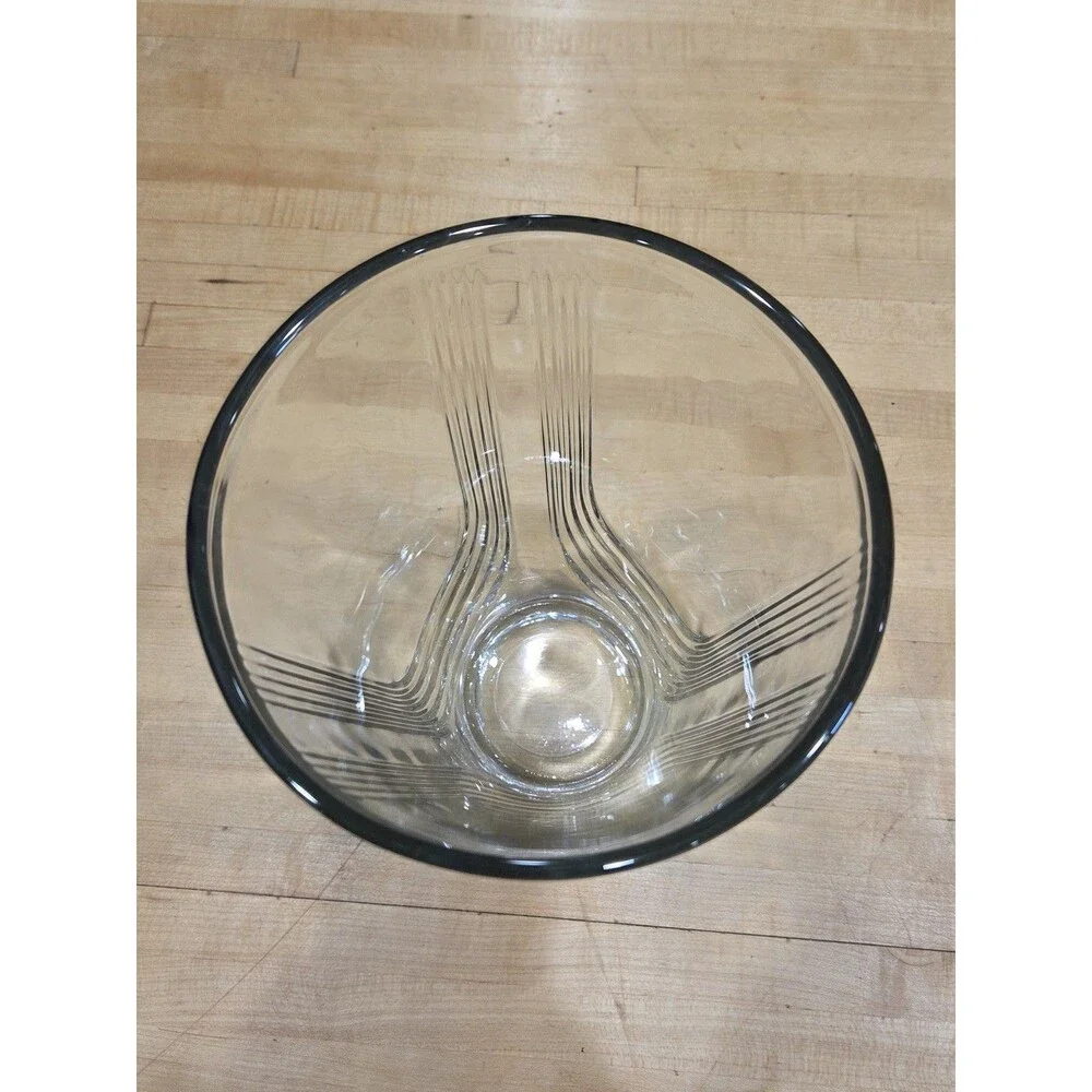 Vintage Clear Glass Tapered Trumpet Vase Fluted Art Deco Ribbed Panel 10 Inch